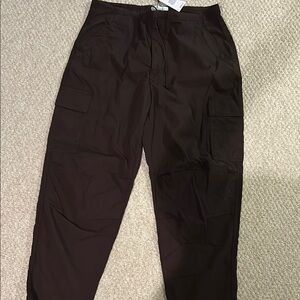 Reiss Brown Drawstring Combat Cargo Pants